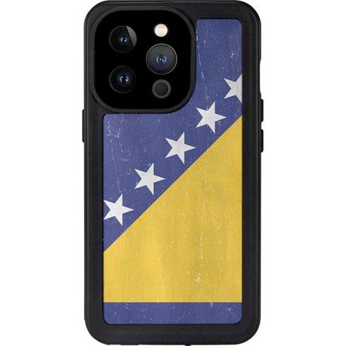Bosnia and Herzegovina Flag Distressed iPhone 14 Pro Waterproof Case